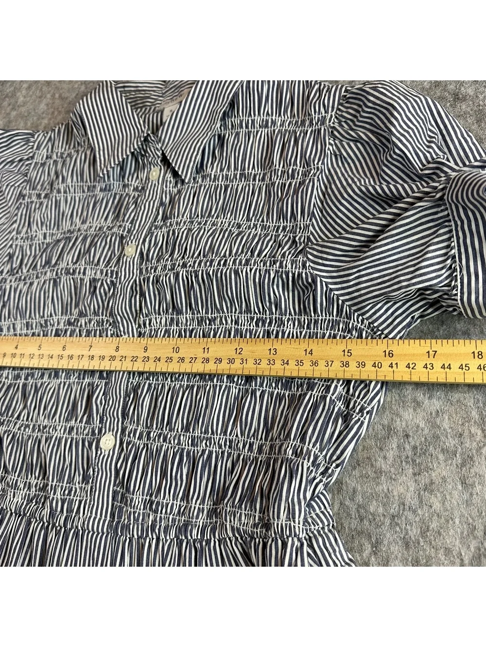 J.Crew Factory striped cotton smocked midi dress preppy cottagecore S